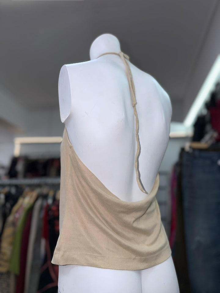 Plein Sud Jeans beige halter drape top