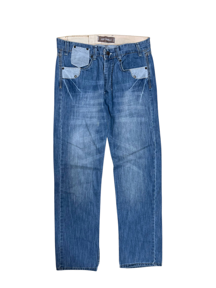 Just Cavalli Men’s Blue Jeans with Contrast Pockets (S)