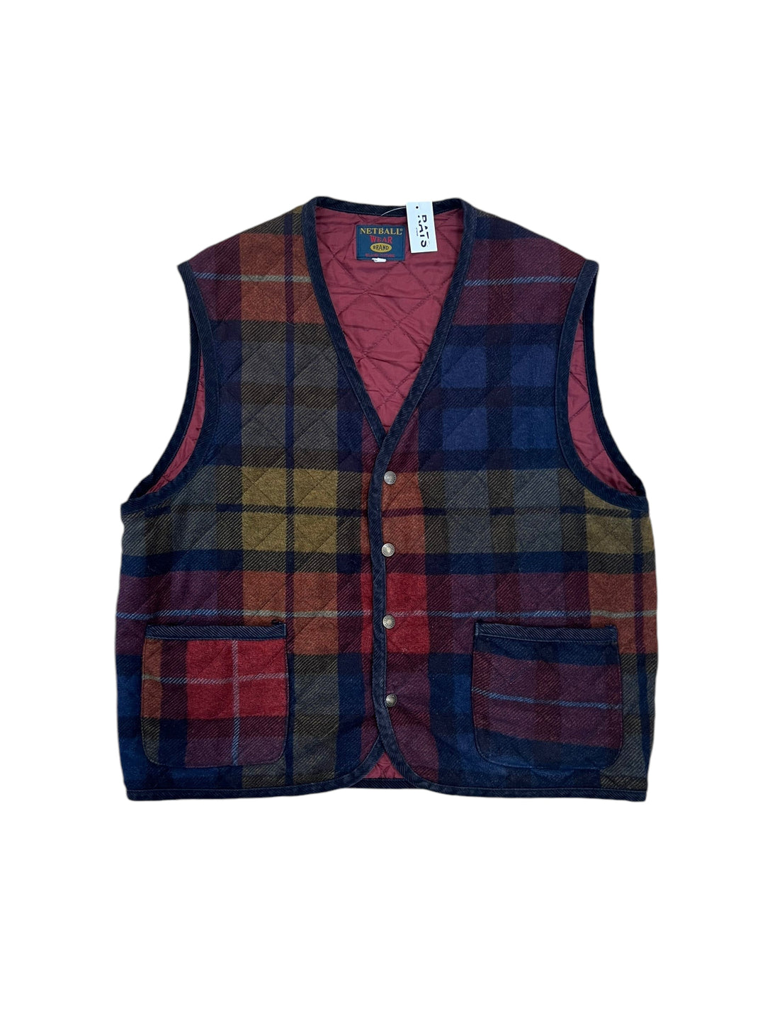 Vintage Checkered Wool Vest Men’s Large