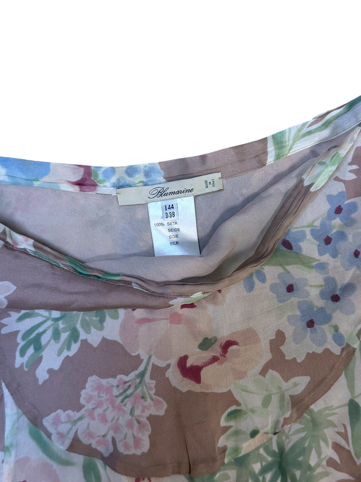Blumarine silk floral layered ruffle skirt medium (it 44 / eu 38)
