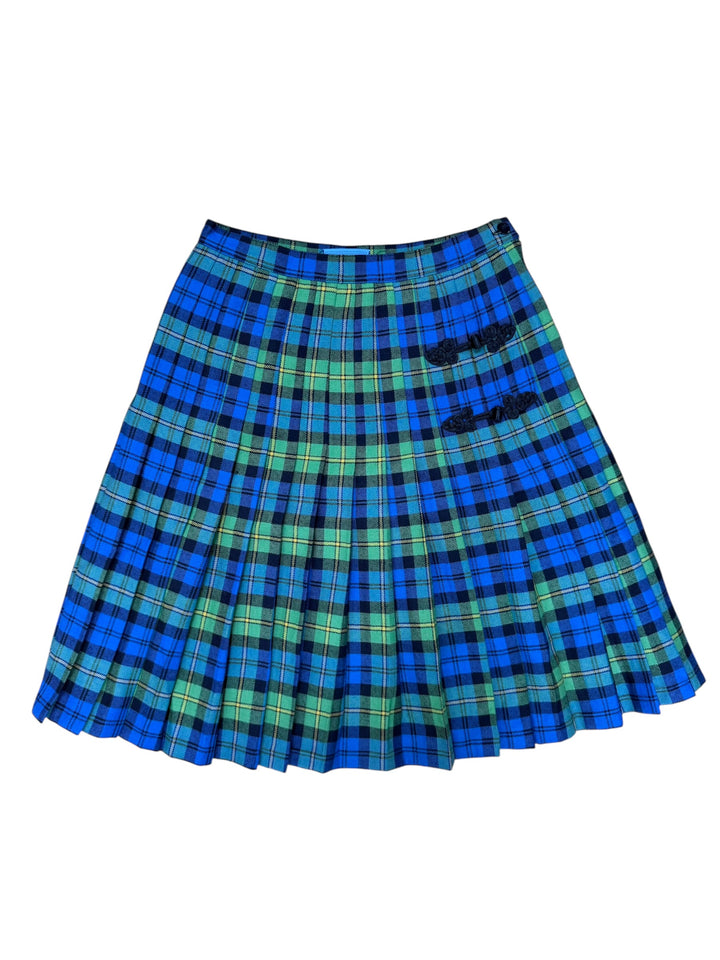 Blumarine tartan pleated mini skirt blue green