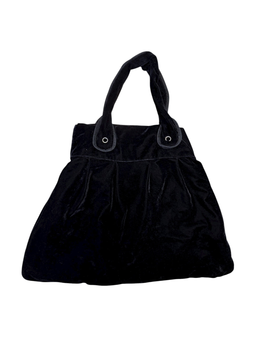 Vogue black velour tote bag gold embroidery