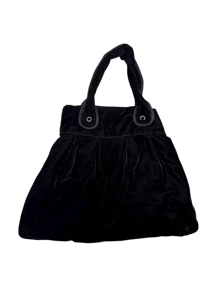 Vogue black velour tote bag gold embroidery