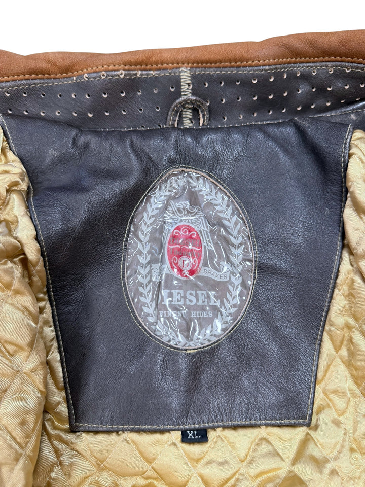 Diesel Vintage Leather Military Aviator Flight Coat