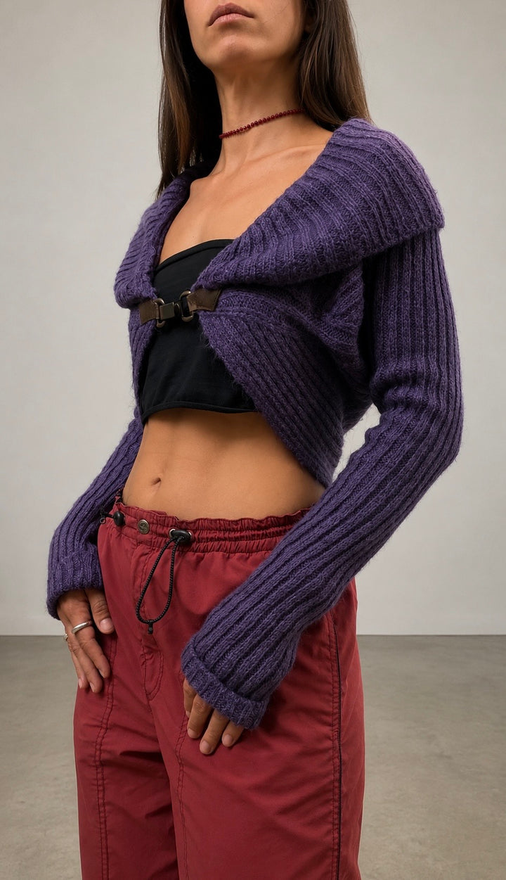 Vintage purple mohair cropped cardigan