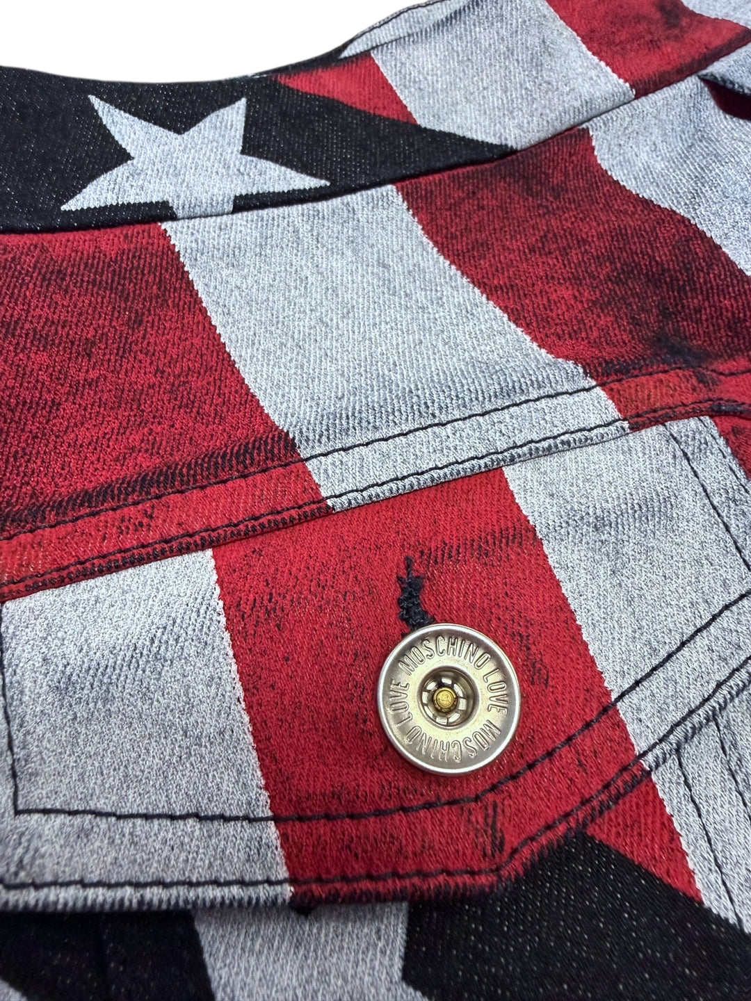 Love Moschino 2000s American Flag Denim Mini Skirt
