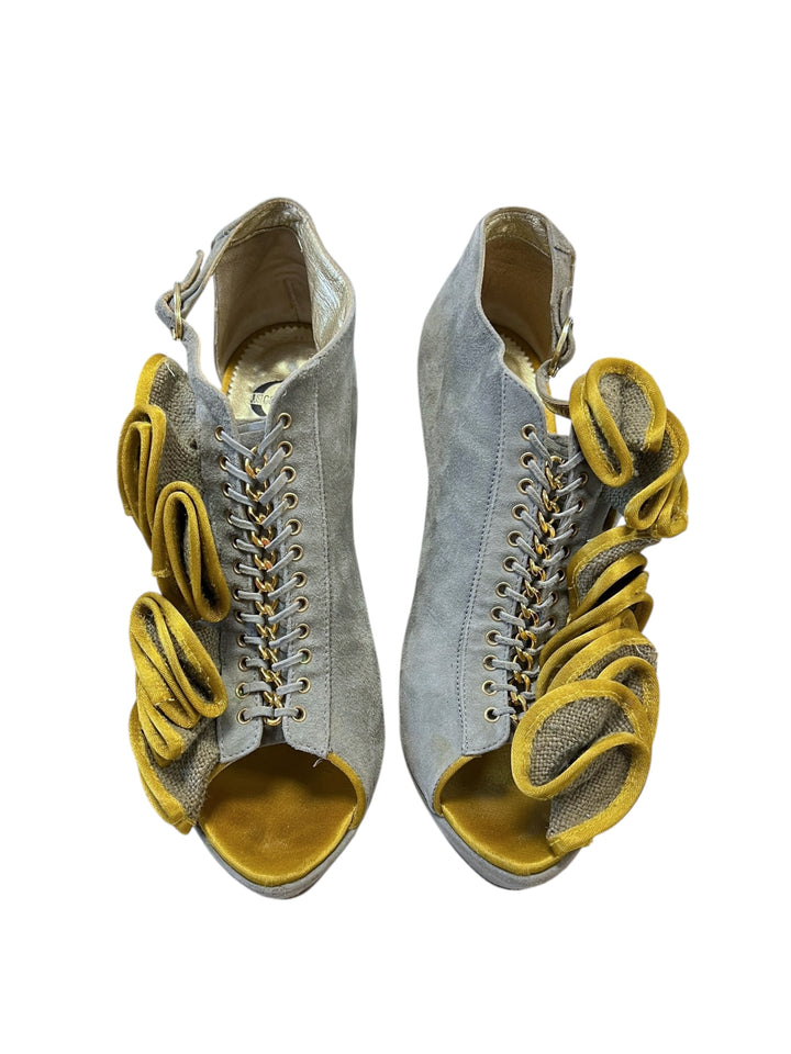 Just Cavalli 2009 Suede High Heels with Yellow Velvet Details Size eu39