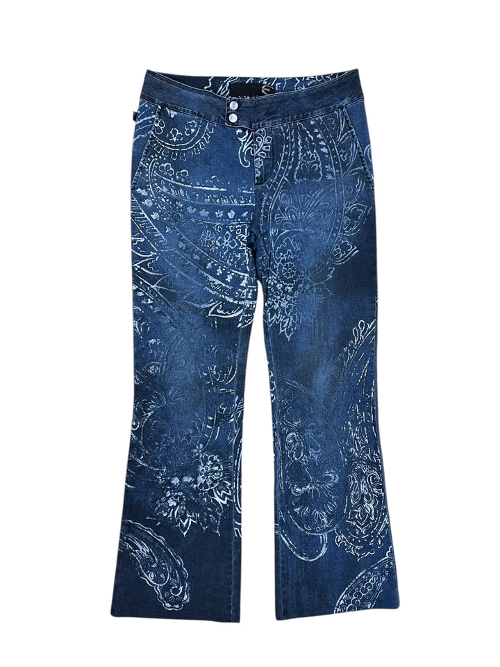 Just Cavalli Blue Paisley Print Flared Jeans Small eu36