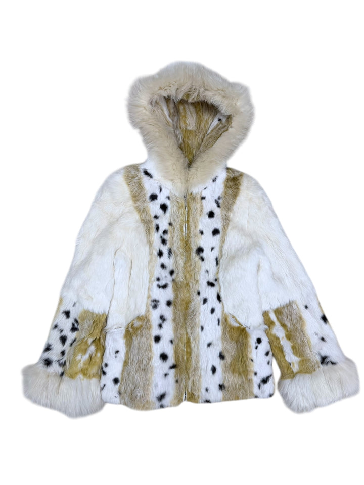 2000s real fur hooded jacket