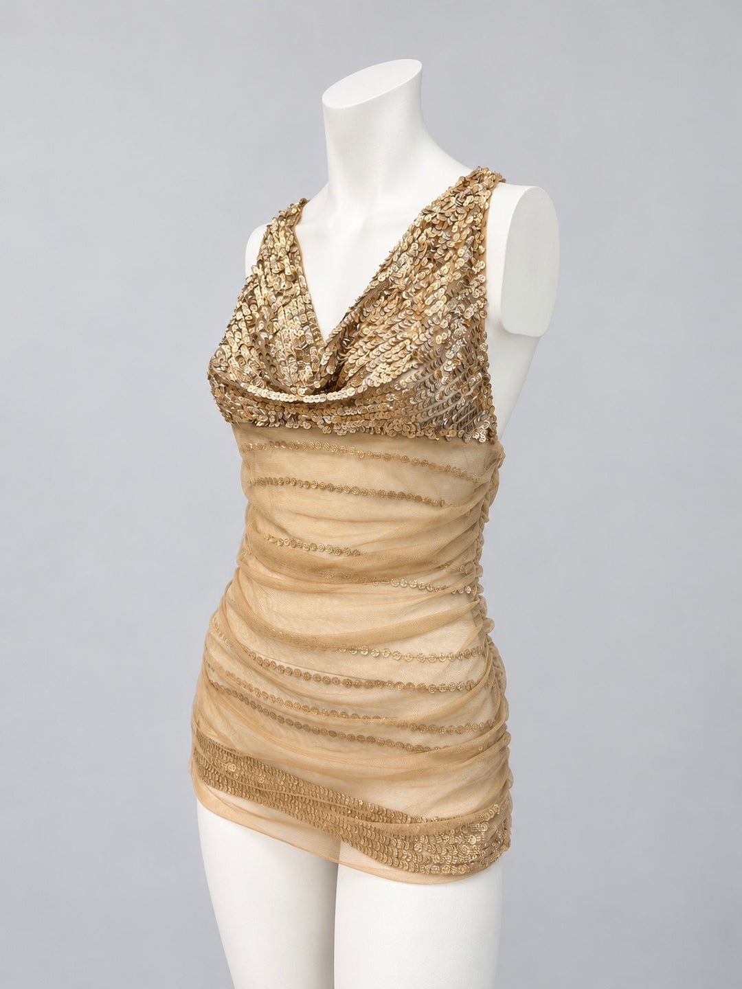 Cristinaeffe gold sequin mesh top