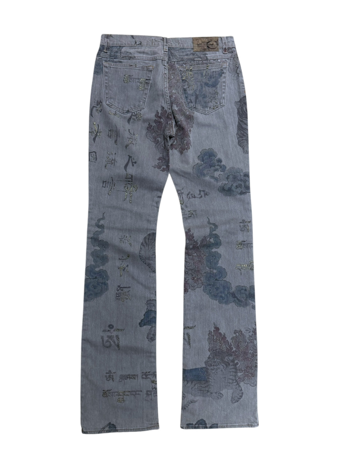 Just Cavalli AW2003 archive  “Asian World Fantasy” grey printed jeans