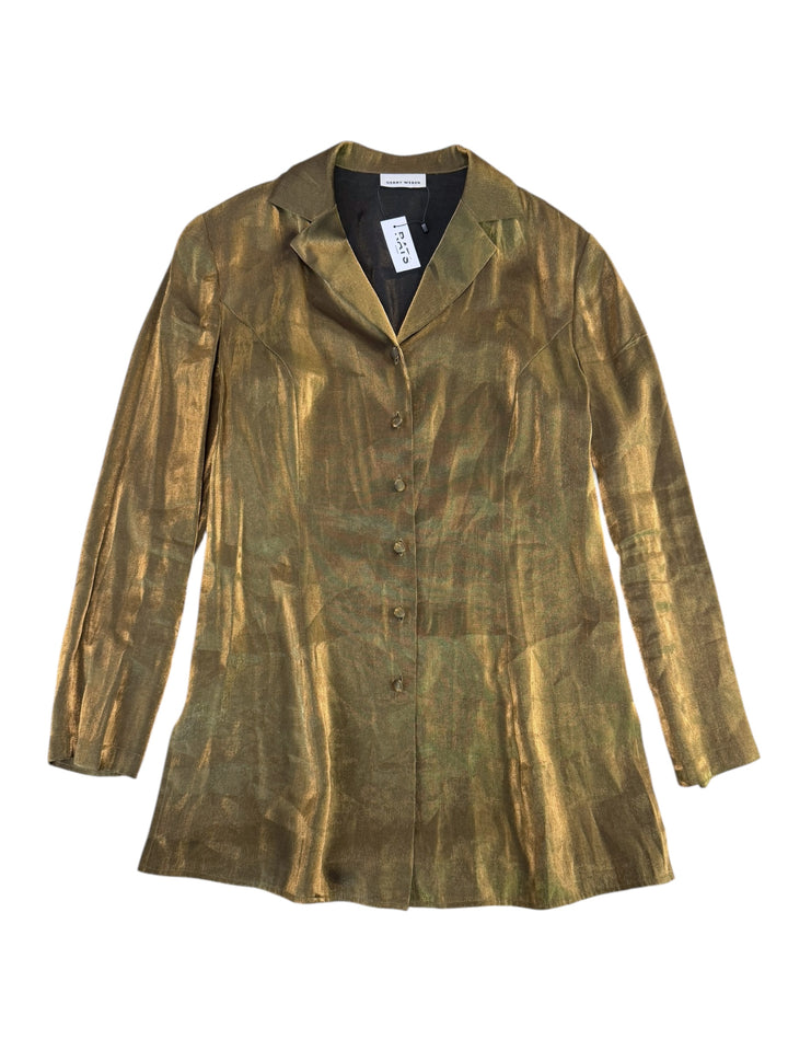 Vintage gold metallic longline blazer medium