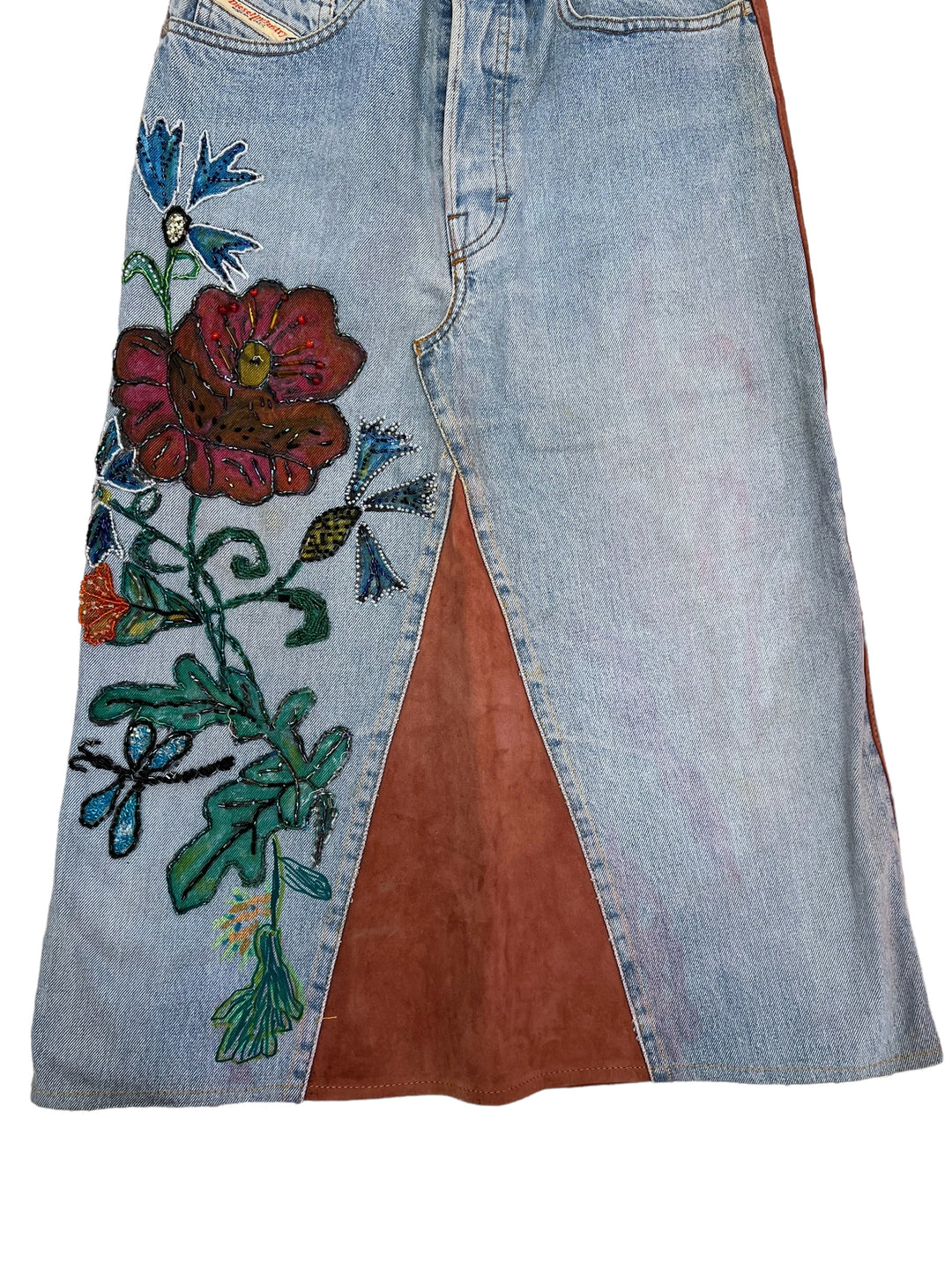 Diesel vintage Longline patchwork skirt extra small(34)