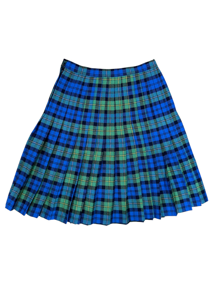 Blumarine tartan pleated mini skirt blue green