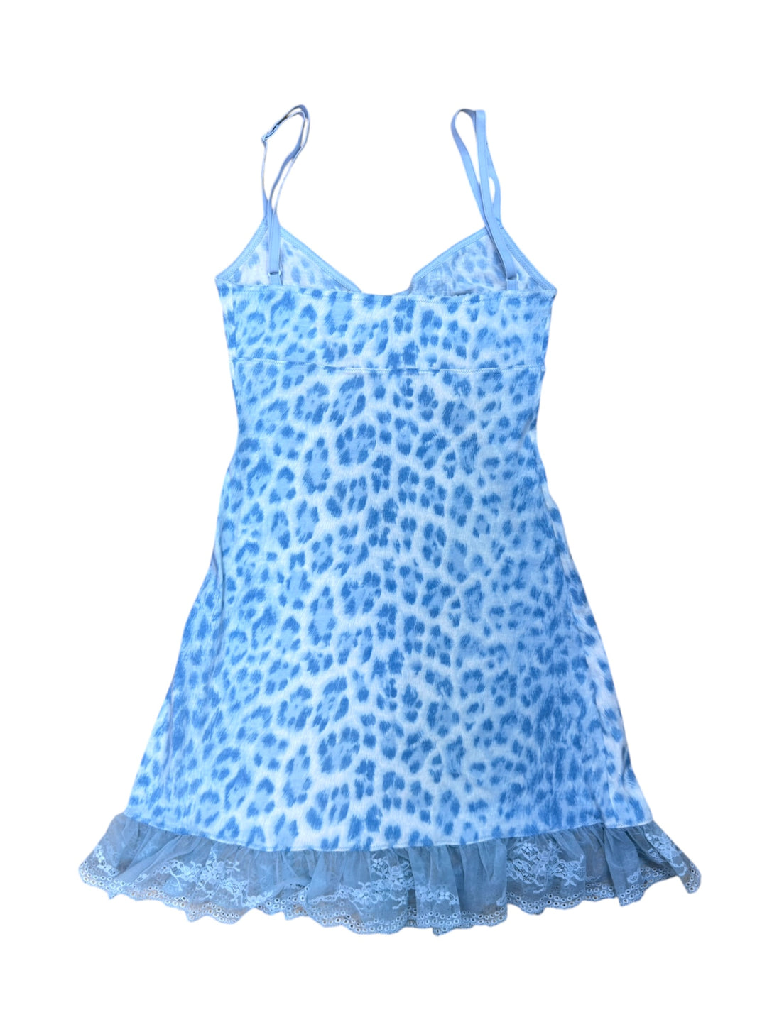Moschino Lingerie blue leopard print slip dress