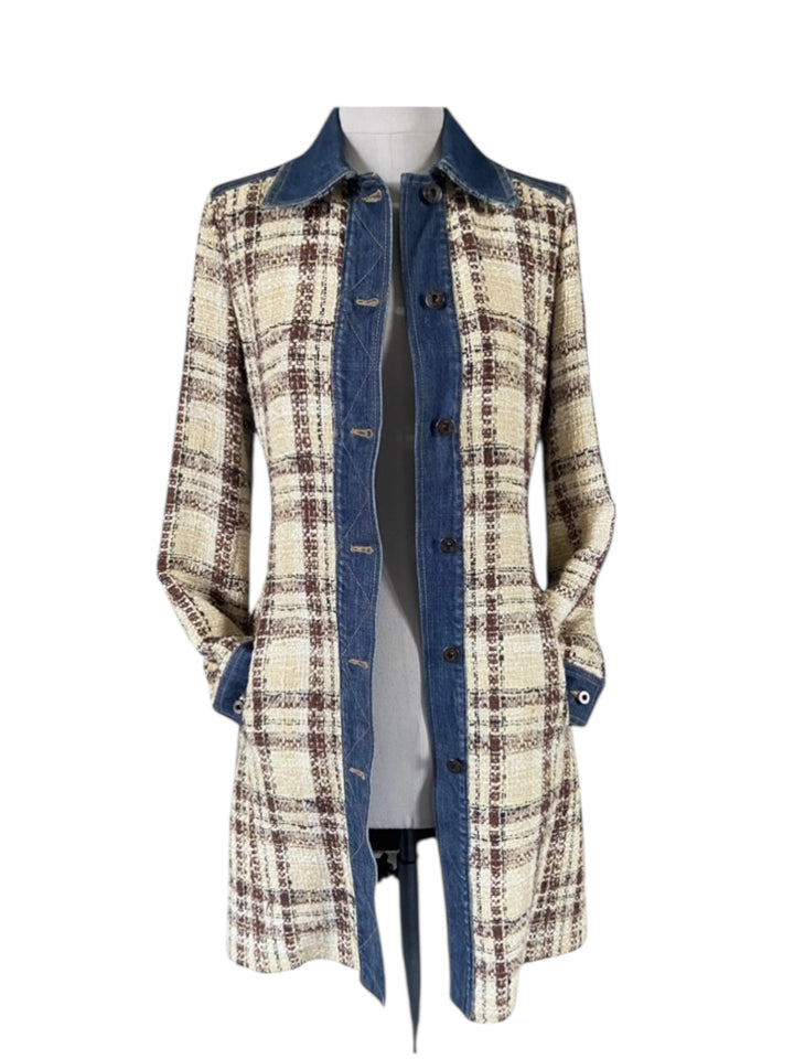 Dolce & Gabbana 2000s Tweed & Denim Contrast Coat Small