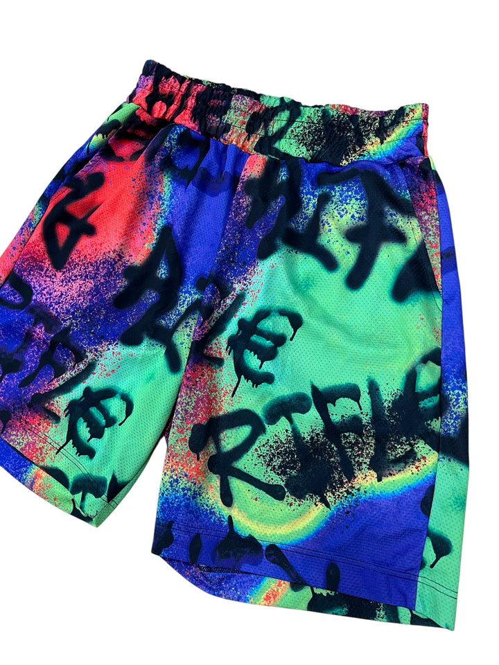 Rifle Graffiti Print Shorts Men’s Large