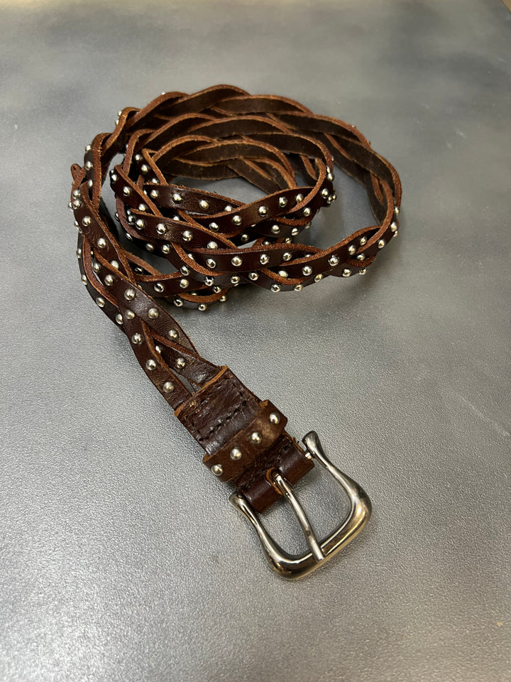 Vintage Braided Studded Leather Belt