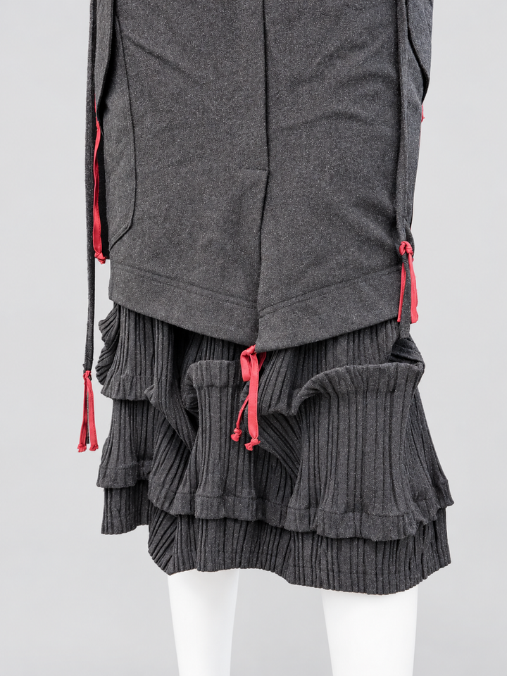 Vintage Italian layered ruffle cargo midi skirt