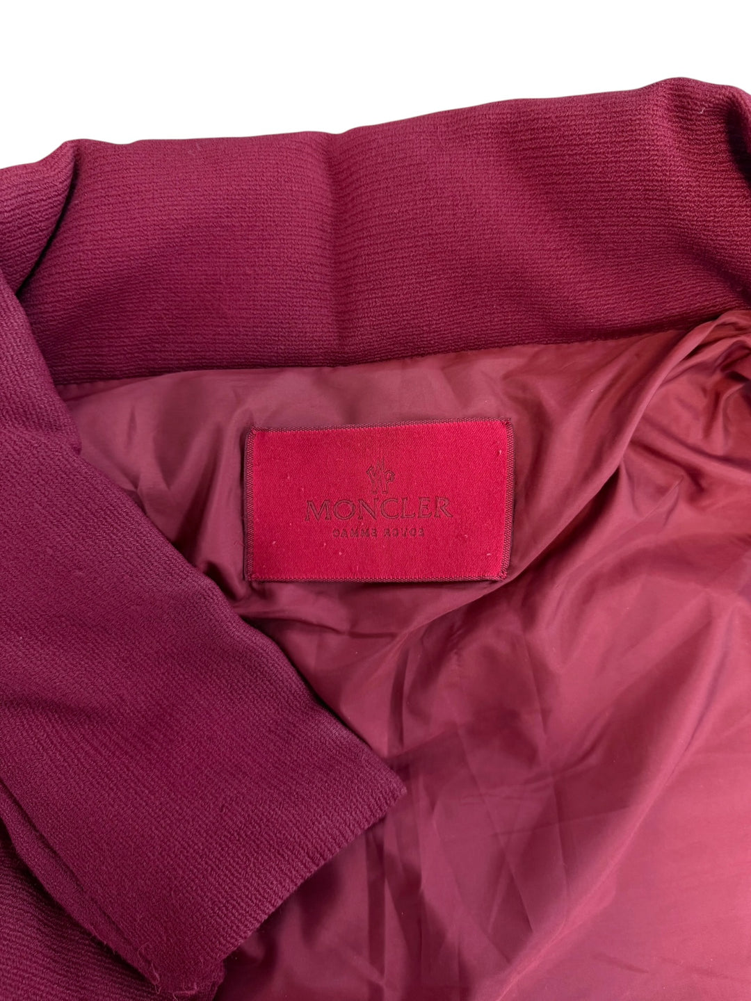 Moncler Gamme Rouge burgundy wool blend down jacket
