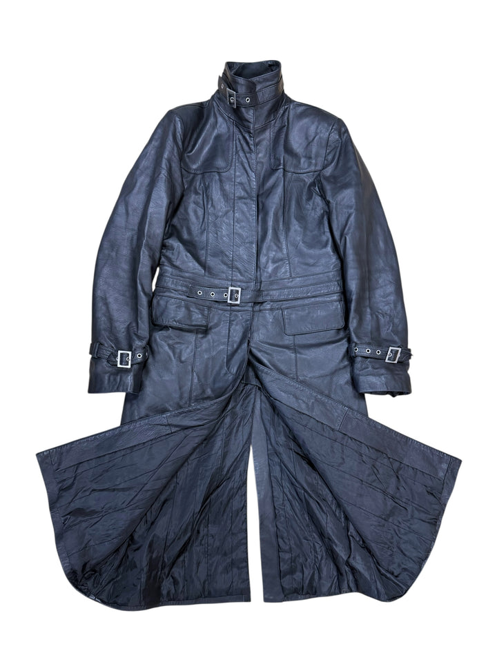 Vintage Leather Full Length Trench Coat Small