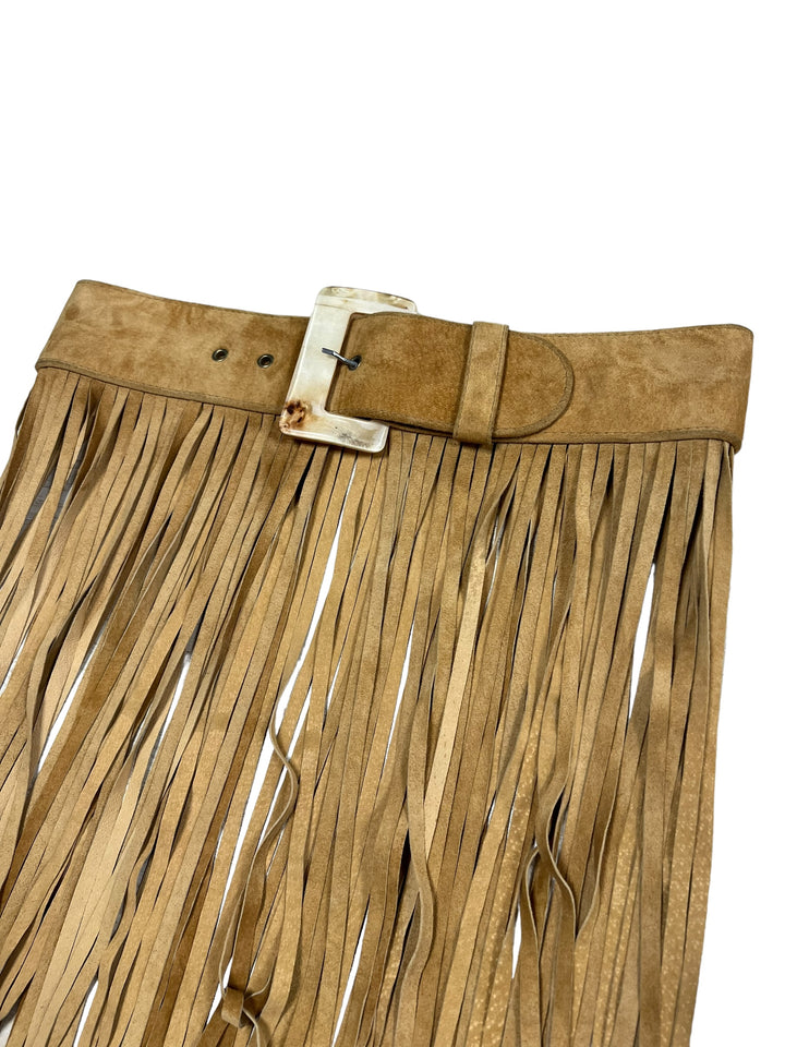 Vintage suede leather fringed belt