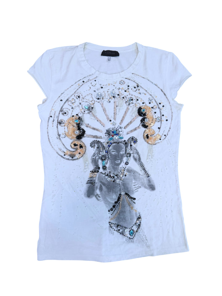 John Richmond embellished goddess graphic t-shirt