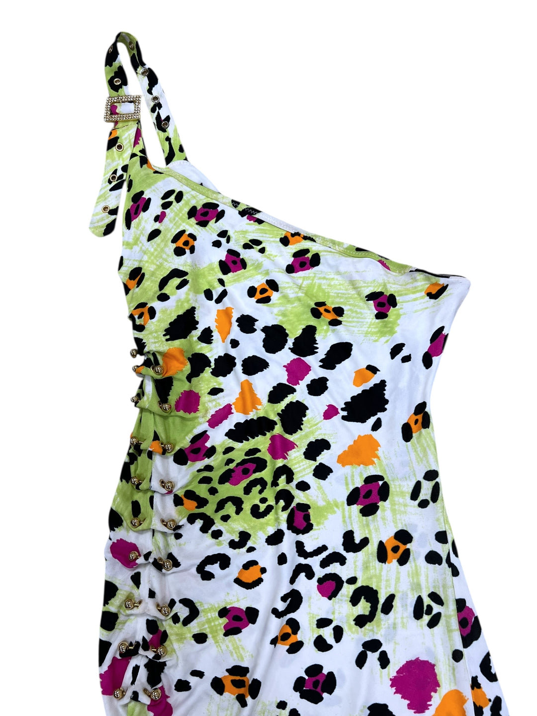 Roccobarocco One-Shoulder Leopard Print Dress S-M