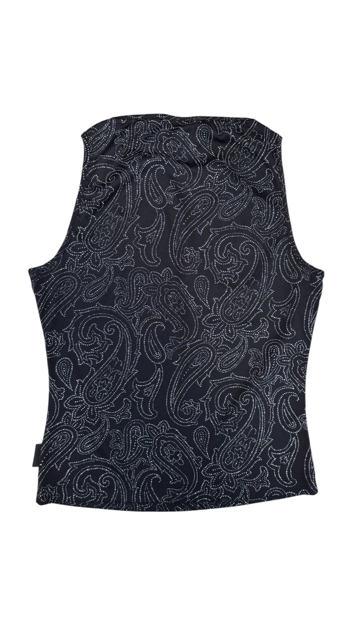 Versace jeans couture crystal paisley top navy