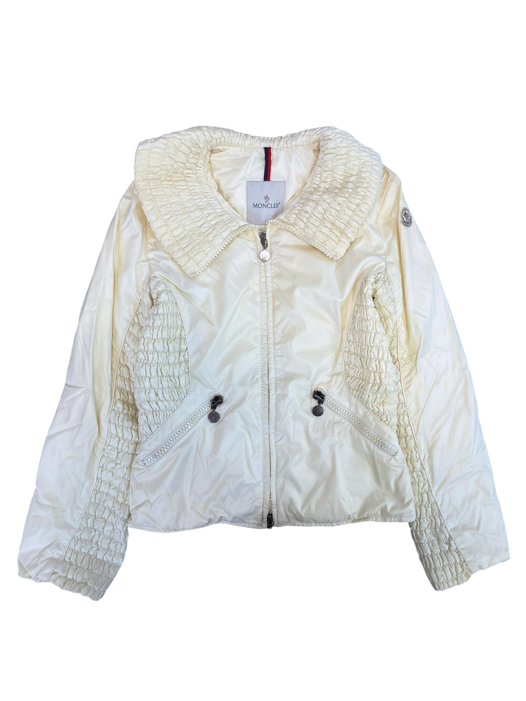 Moncler ivory ruched down jacket