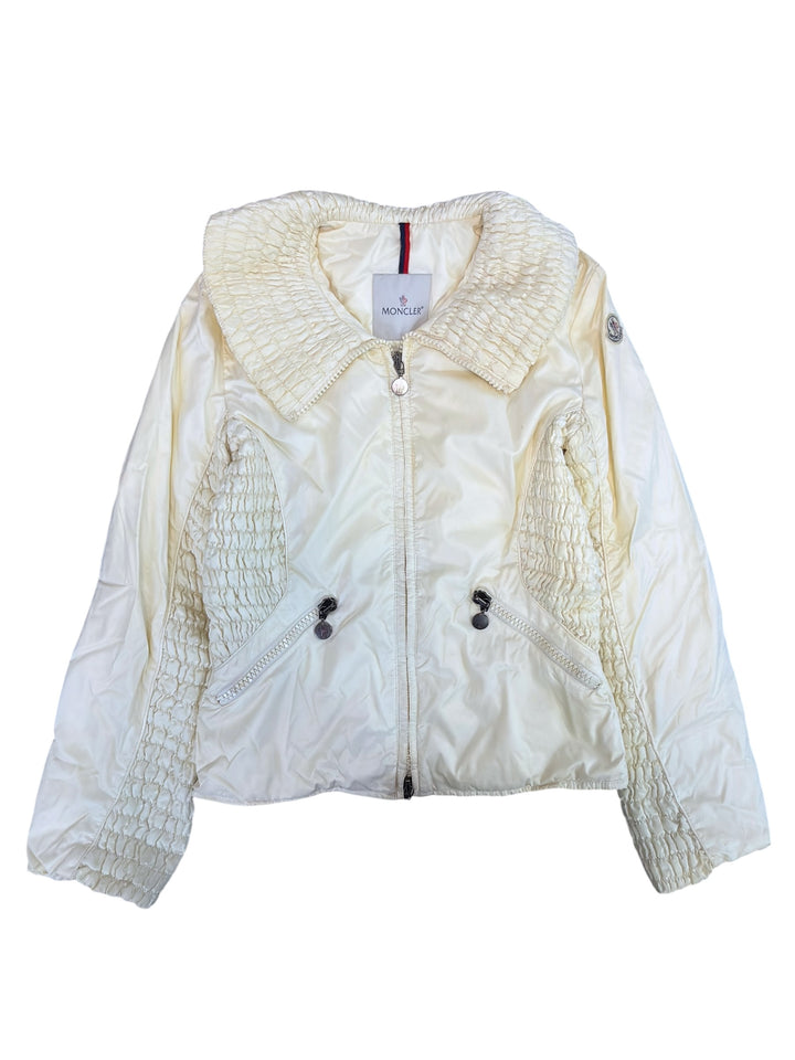 Moncler ivory ruched down jacket