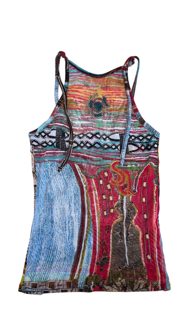 Save the Queen printed beaded tank top