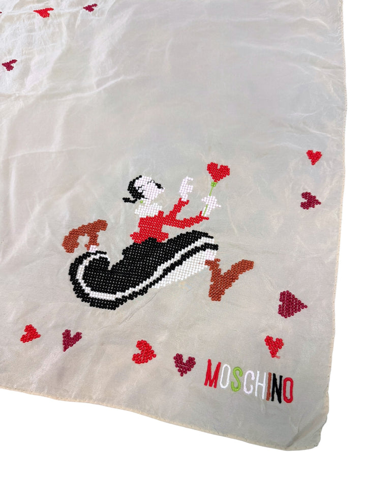 Moschino Popeye Olive Oyl Silk Scarf 2005 Licensed Cartoon Vintage Designer
