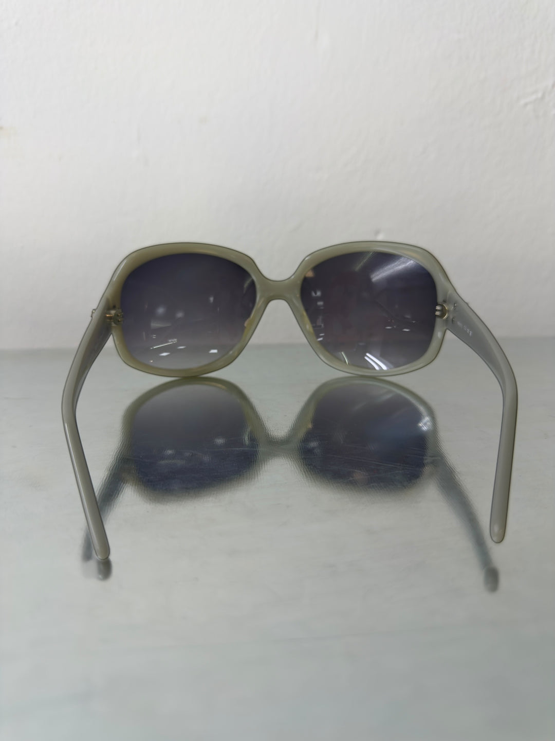 Vintage Italian oversized square sunglasses beige acetate gradient