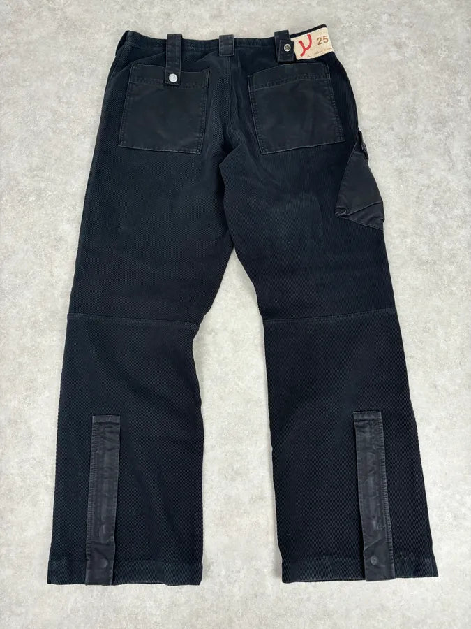 AW2005 Armani black corduroy cargo wide-leg pants