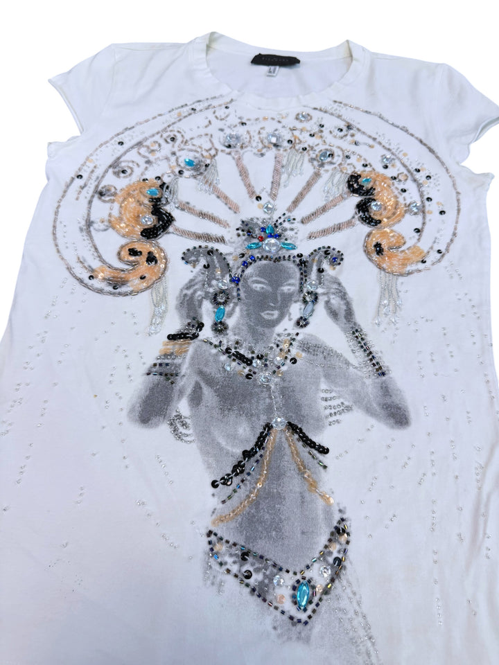 John Richmond embellished goddess graphic t-shirt