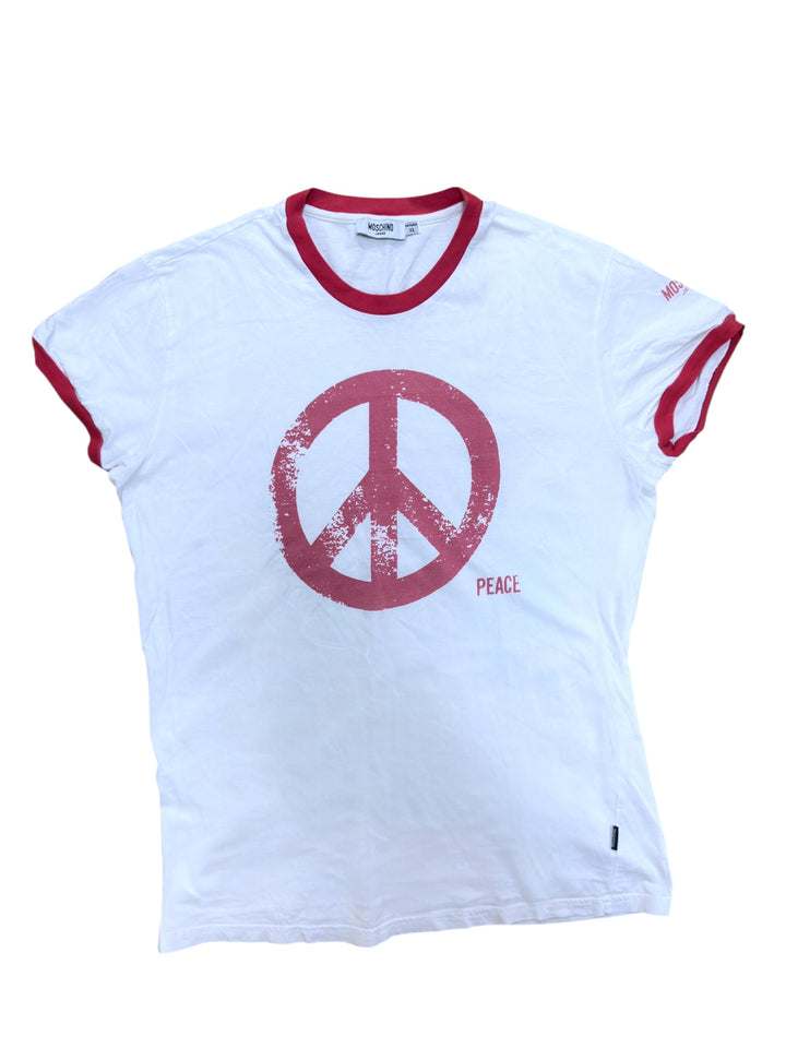 Moschino Peace symbol graphic ringer t-shirt