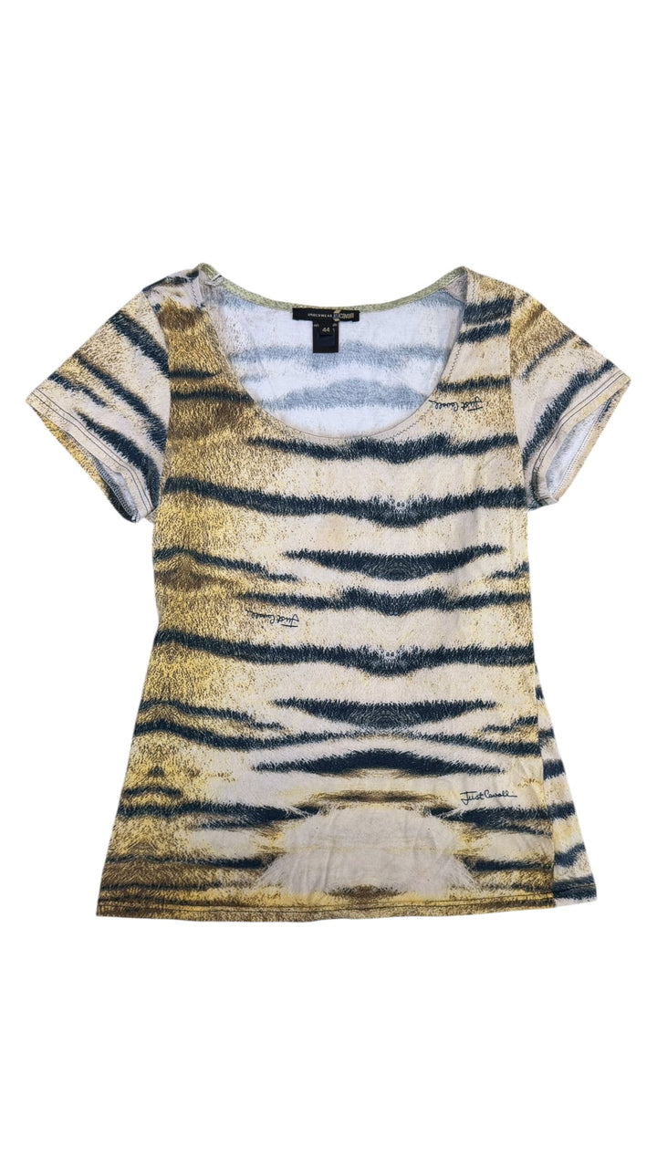 Just Cavalli 2000s tiger print short sleeve top