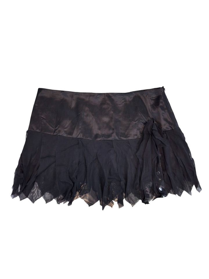 Vintage asymmetric mesh mini skirt