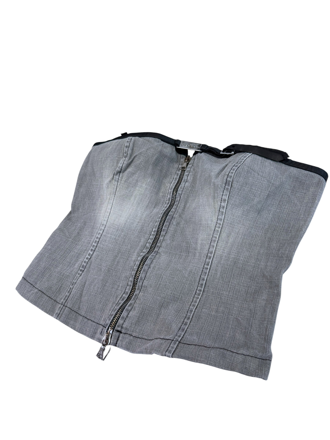 John Richmond grey strapless zip corset top