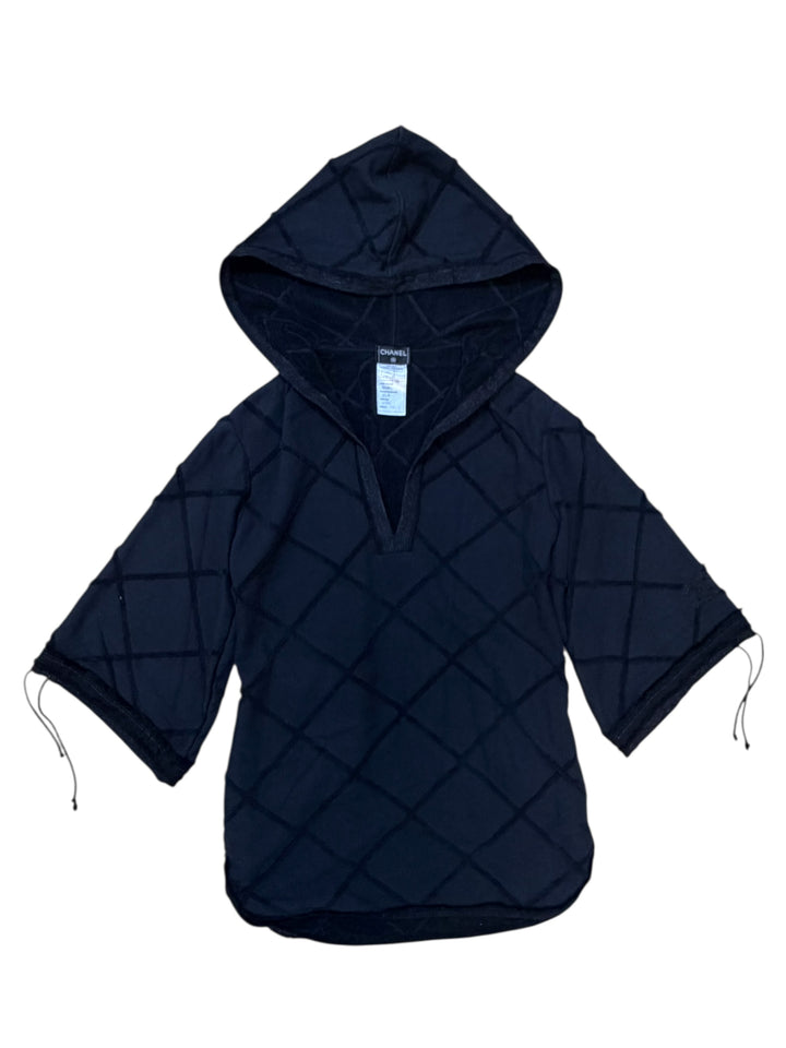 Chanel black hooded terry mini dress xs-s