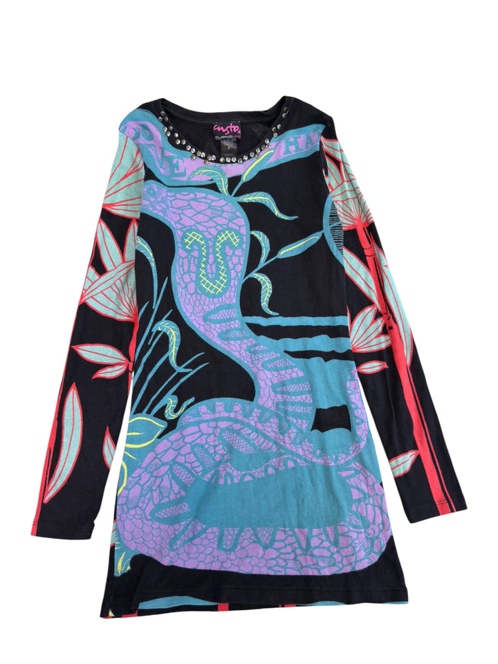 Custo Barcelona snake print embellished long sleeve tunic