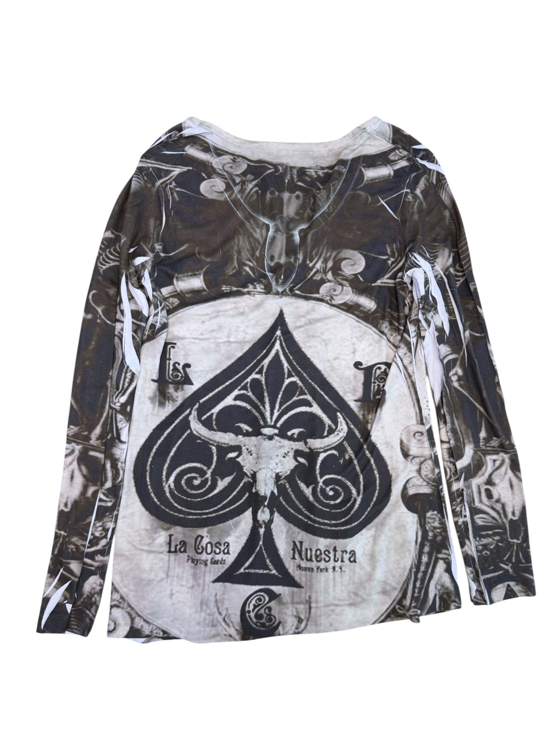 2000s studded ace of spades long sleeve top