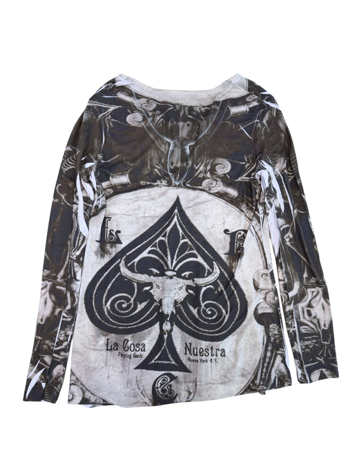 2000s studded ace of spades long sleeve top