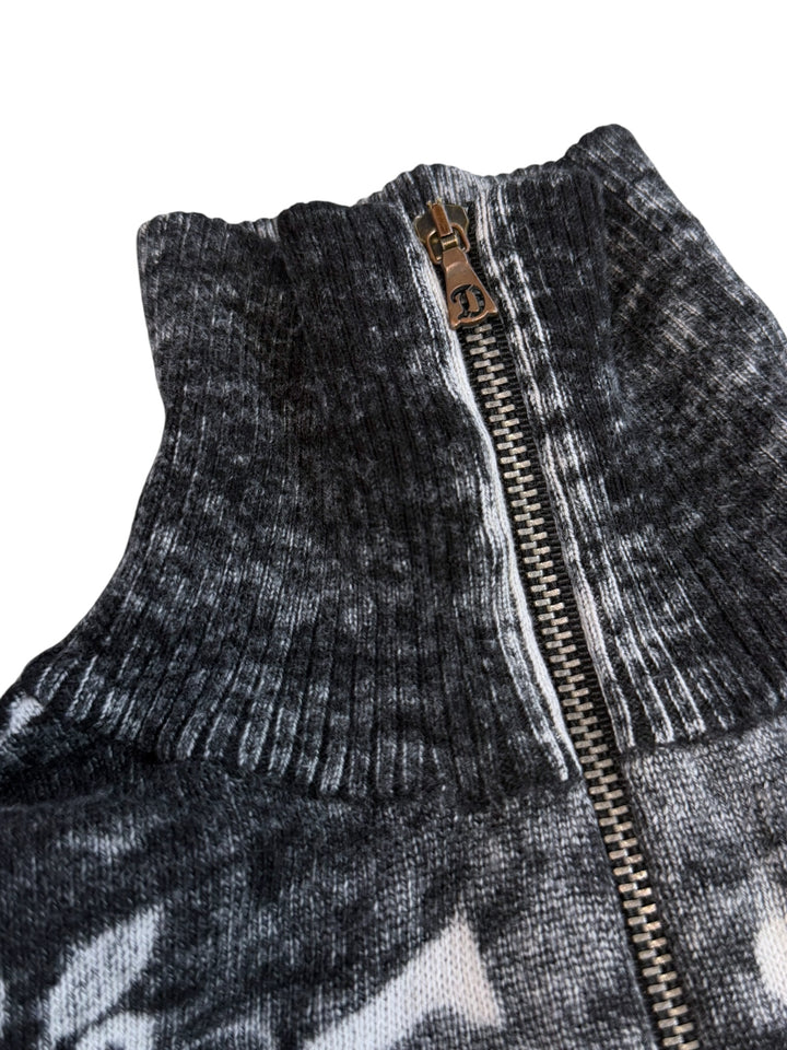 Diesel acid wash graphic zip-up knit