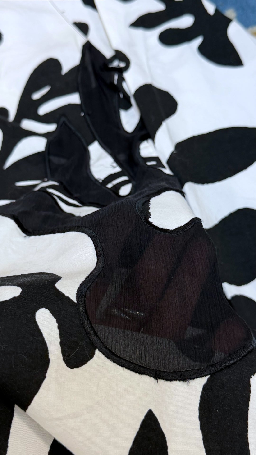 GF FERRÉ black & white abstract sheer shirt size XXL
