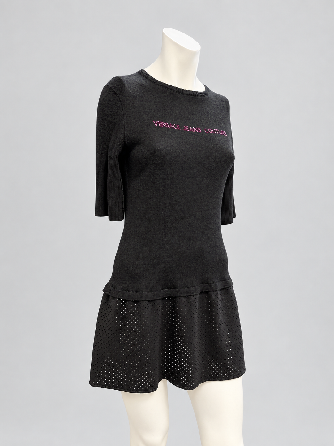 Versace Jeans Couture FW2003 crystallised rib knit dress