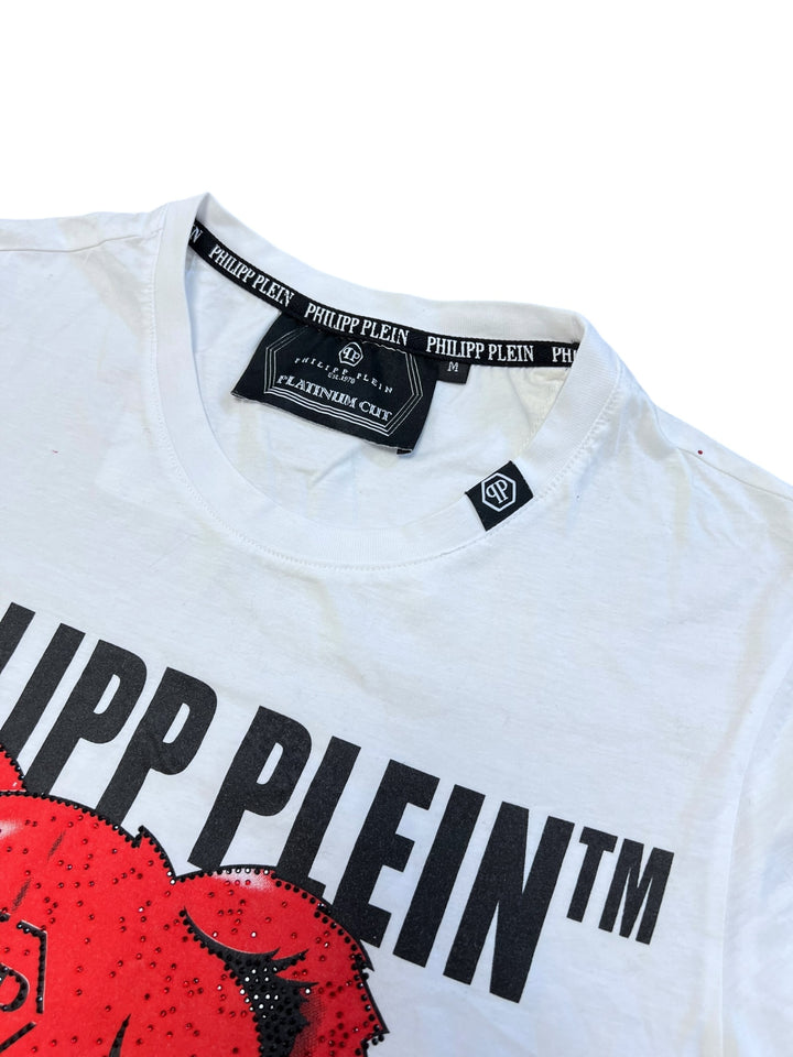 Philipp Plein “Red Teddy” Crystal Embellished Tee small