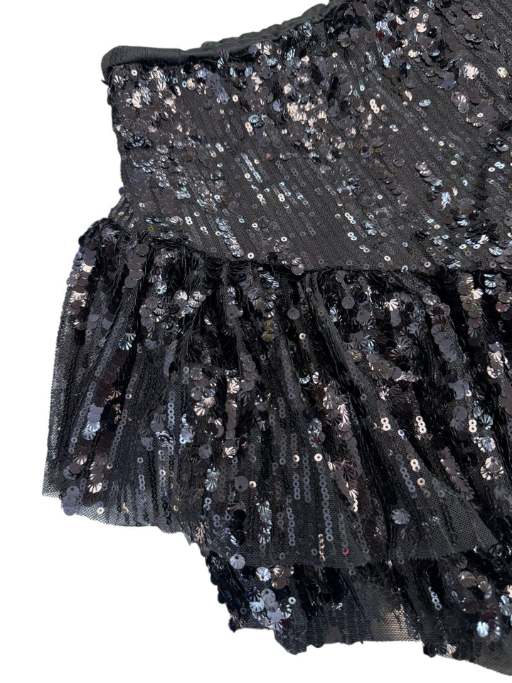 2000s black sequin sheer mini skirt medium