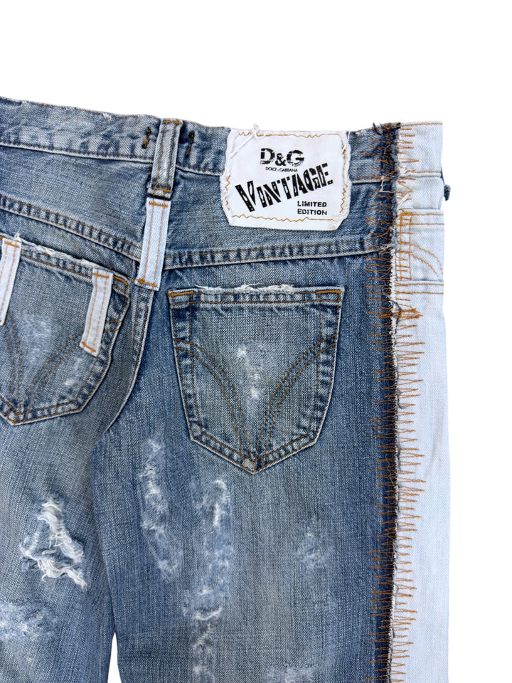 Dolce&Gabbana 2000s reconstructed distressed denim bermuda shorts